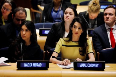 Amal Clooney urges UN to fight ISIS genocide, but OMG her baby bump!