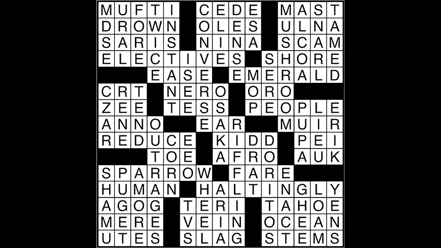 Crossword puzzle answers June 7, 2017 Metro US