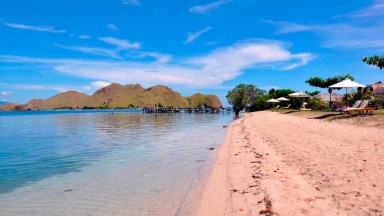 Komodo National Park is known for it pink sand beaches. Credit: Getty Images