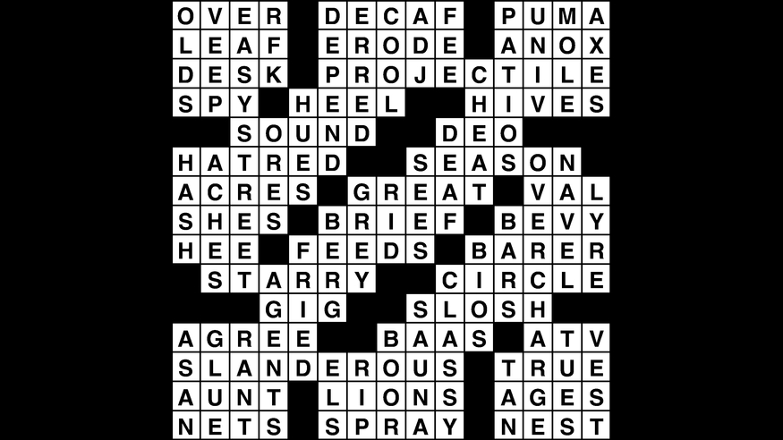 Crossword puzzle Wander Words answers: April 2 2019 Metro US