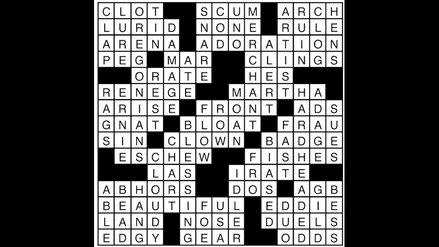 Crossword puzzle answers: September 7, 2018 - Metro US