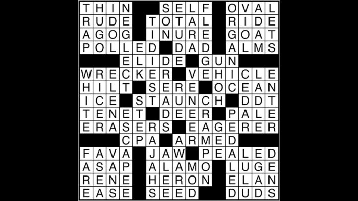 Crossword puzzle answers: July 31 2017 Metro US