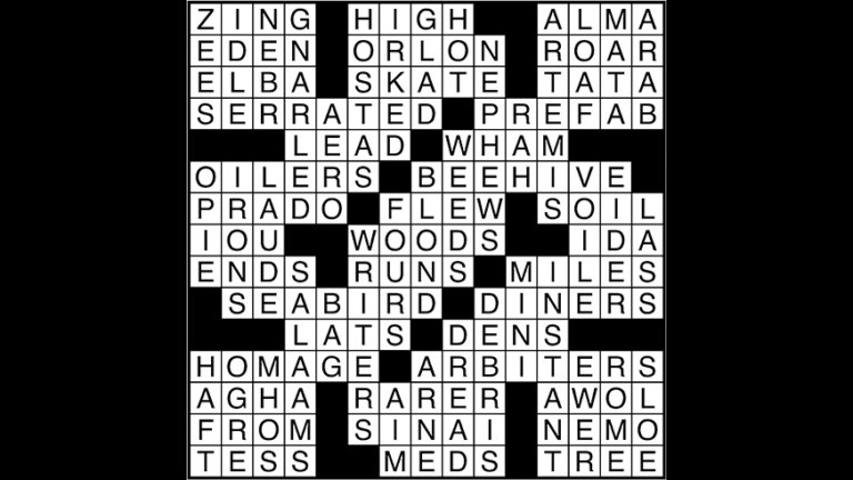Crossword puzzle answers: February 16 2018 Metro US