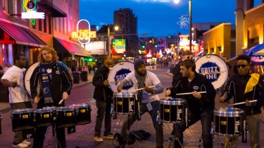 Musicians take over Beale Street, the heart of Memphis' arts district. Credit: Getty Images