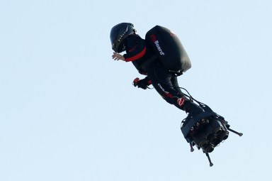 Flying Frenchman’s hoverboard bid to cross Channel scuppered by fuel mishap