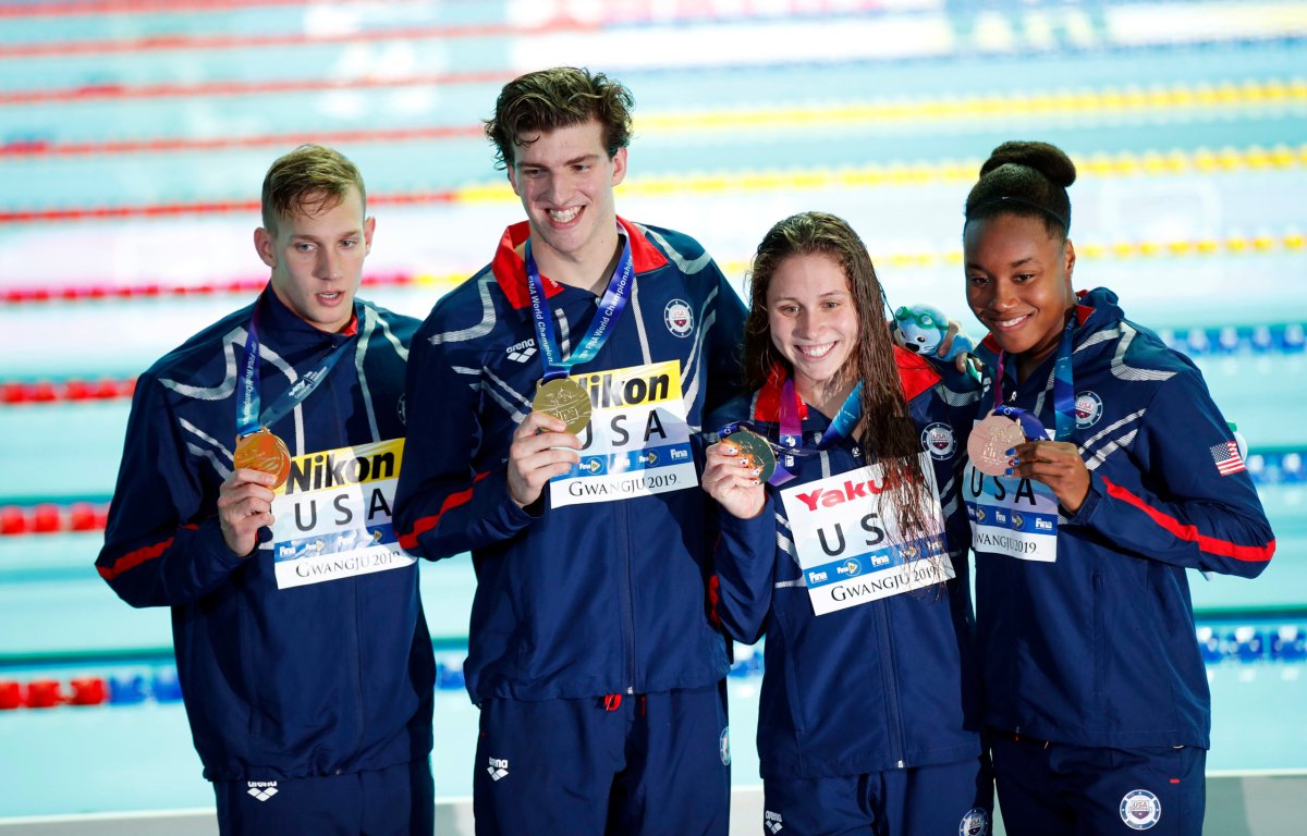 Swimming: U.S. set world record, win mixed 4x100m freestyle relay gold