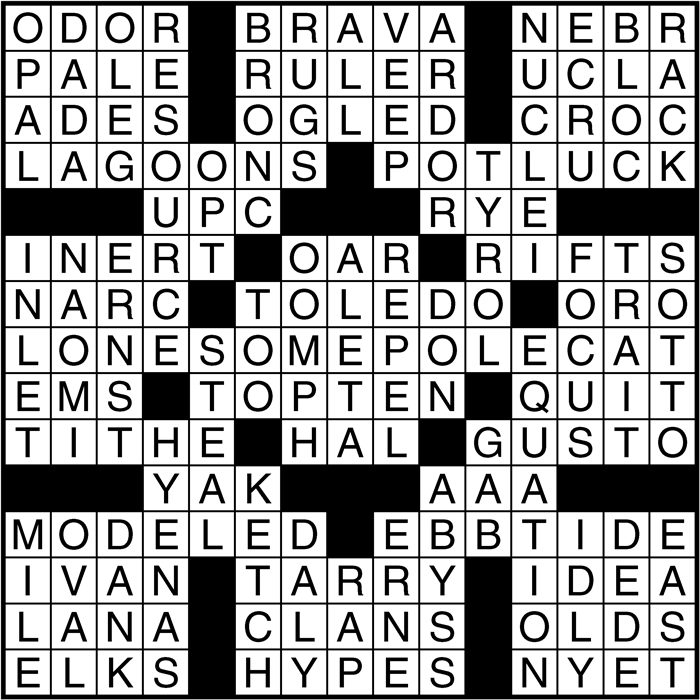 Crossword puzzle answers: October 19 2016 Metro US