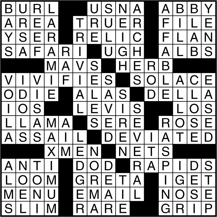 Crossword puzzle answers September 30, 2016 Metro US