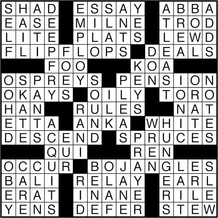Crossword puzzle answers: February 3 2016 Metro US