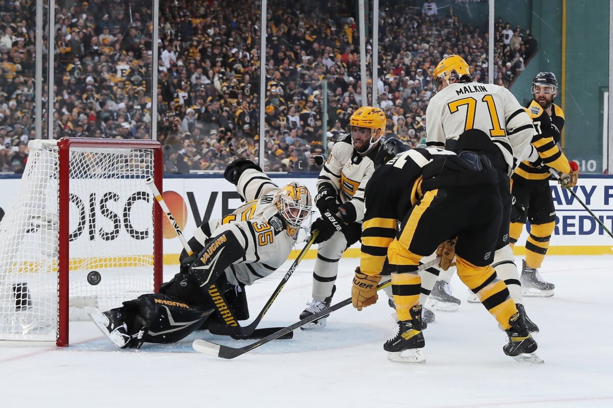 DeBrusk scores 2 in 3rd, Bruins beat Pens in Winter Classic Metro US