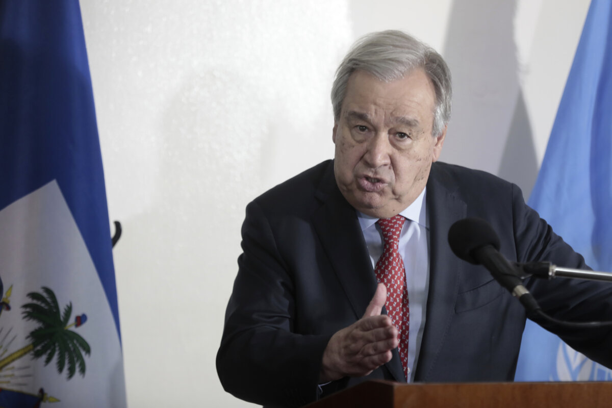 The UN chief calls for a robust international police force to help