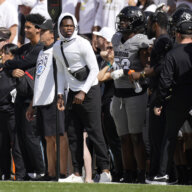 Injured receiver/defensive back Travis Hunter helps Colorado by lending his  expertise as a coach