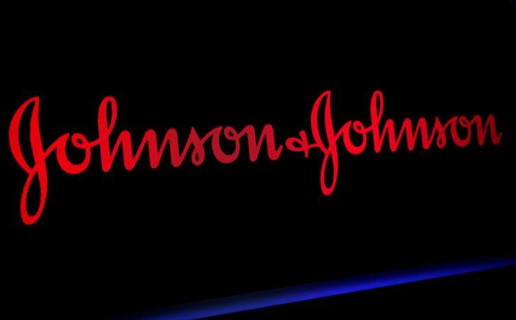 The Johnson & Johnson logo is displayed on a screen