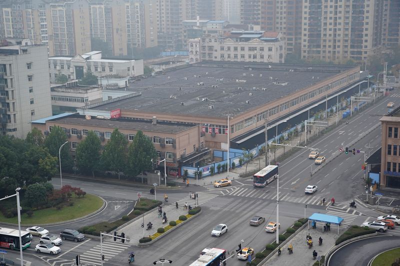 A view of Huanan seafood market, and where coronavirus believed