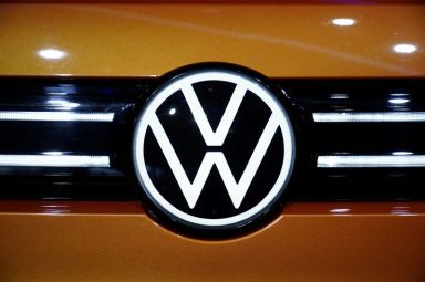 FILE PHOTO: A Volkswagen logo is seen as it launches