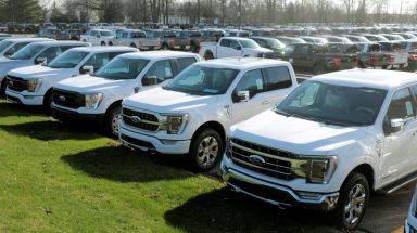 FILE PHOTO: Newly manufactured Ford Motor Co. 2021 F-150 pick-up