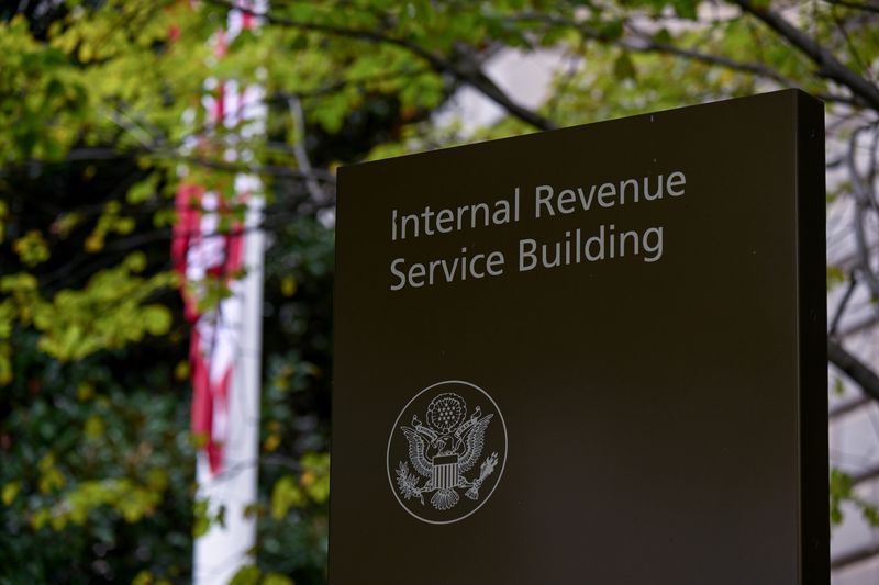 A sign for the Internal Revenue Service building is seen