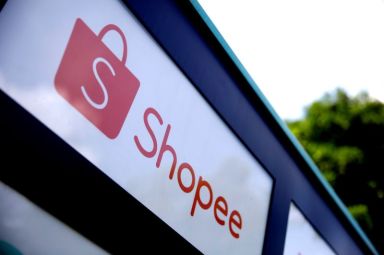 FILE PHOTO:  The Shopee logo is seen at an