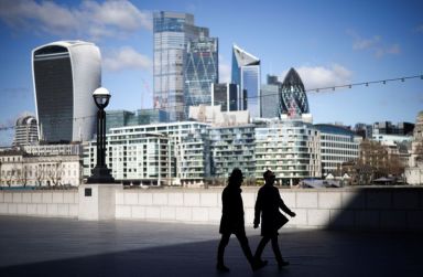 The City of London financial district can be seen as
