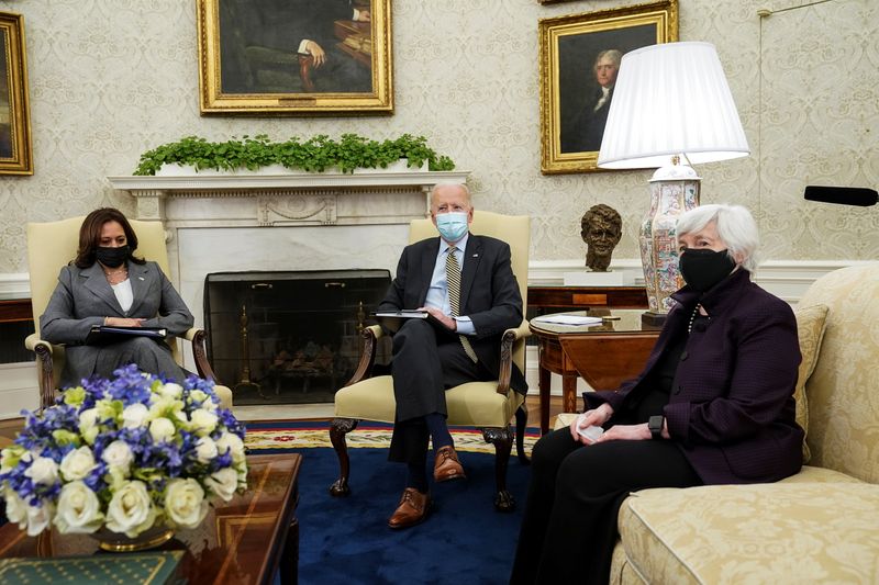 U.S. President Biden receives the weekly economic briefing at White