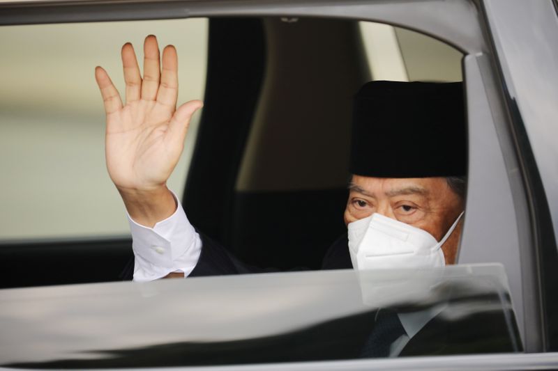 Malaysian Prime Minister Muhyiddin Yassin arrives at the National Palace