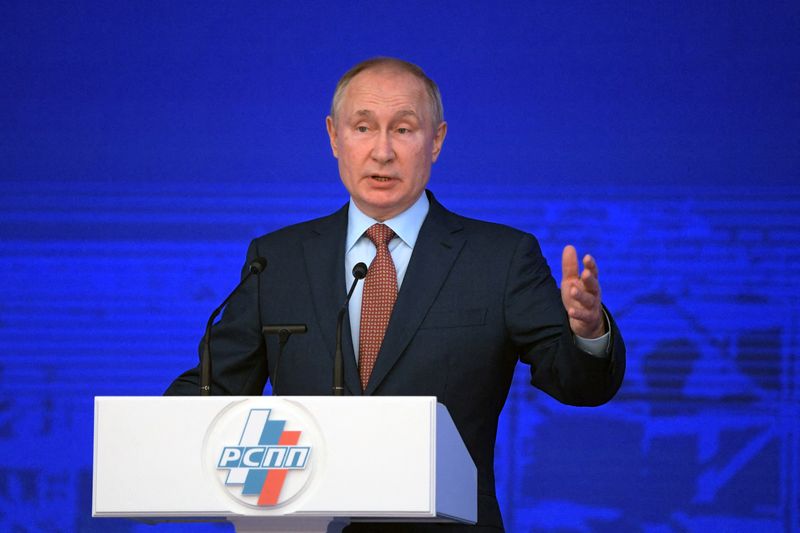 Russian President Vladimir Putin attends a convention of the Russian