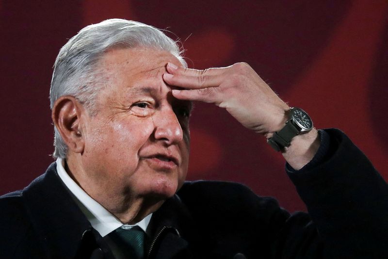 FILE PHOTO: Mexico’s president, Lopez Obrador, attends daily news conference