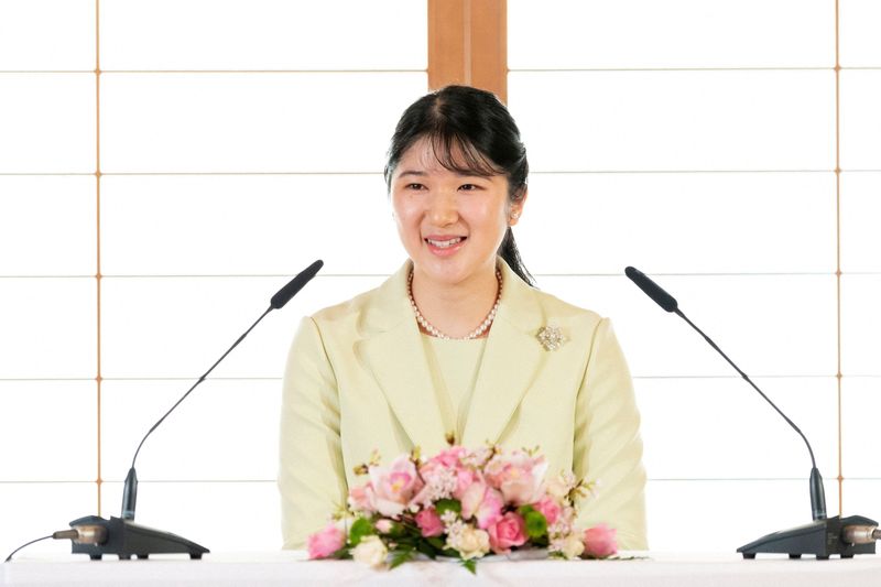 Japanese Princess Aiko speaks during her first news conference after